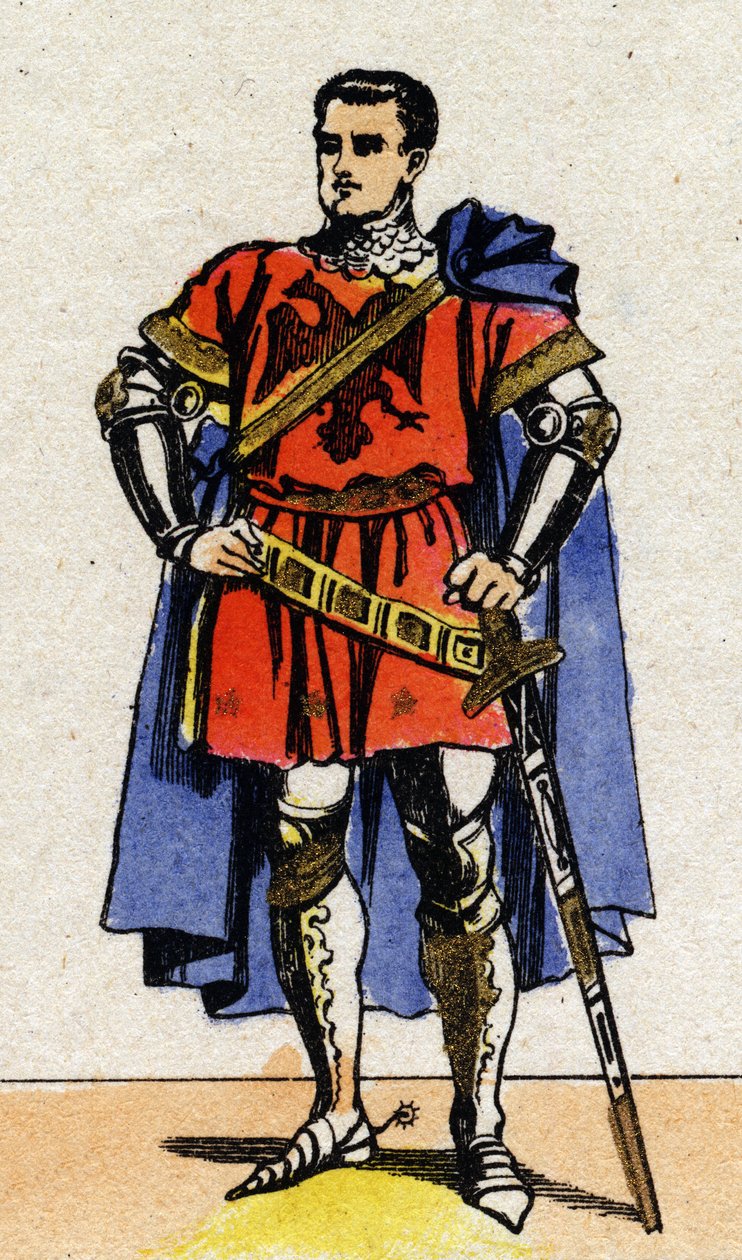 Bertrand du Guesclin (Duguesclin) (v. 1320-1380)的画像，来自法国的Connetable。 作者 法语学校