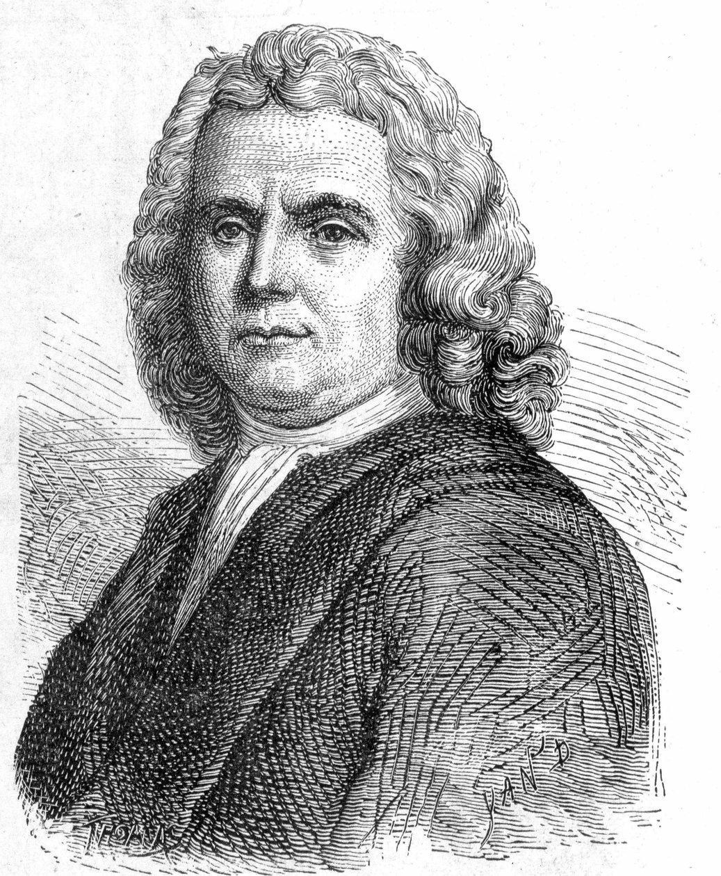 Boerhaave Hermann (1668 - 1738)的肖像，荷兰医生和化学家（Iatromechanism的支持者）--载于《科学专辑；杰出的科学家；伟大的发现》1896。 作者 法语学校