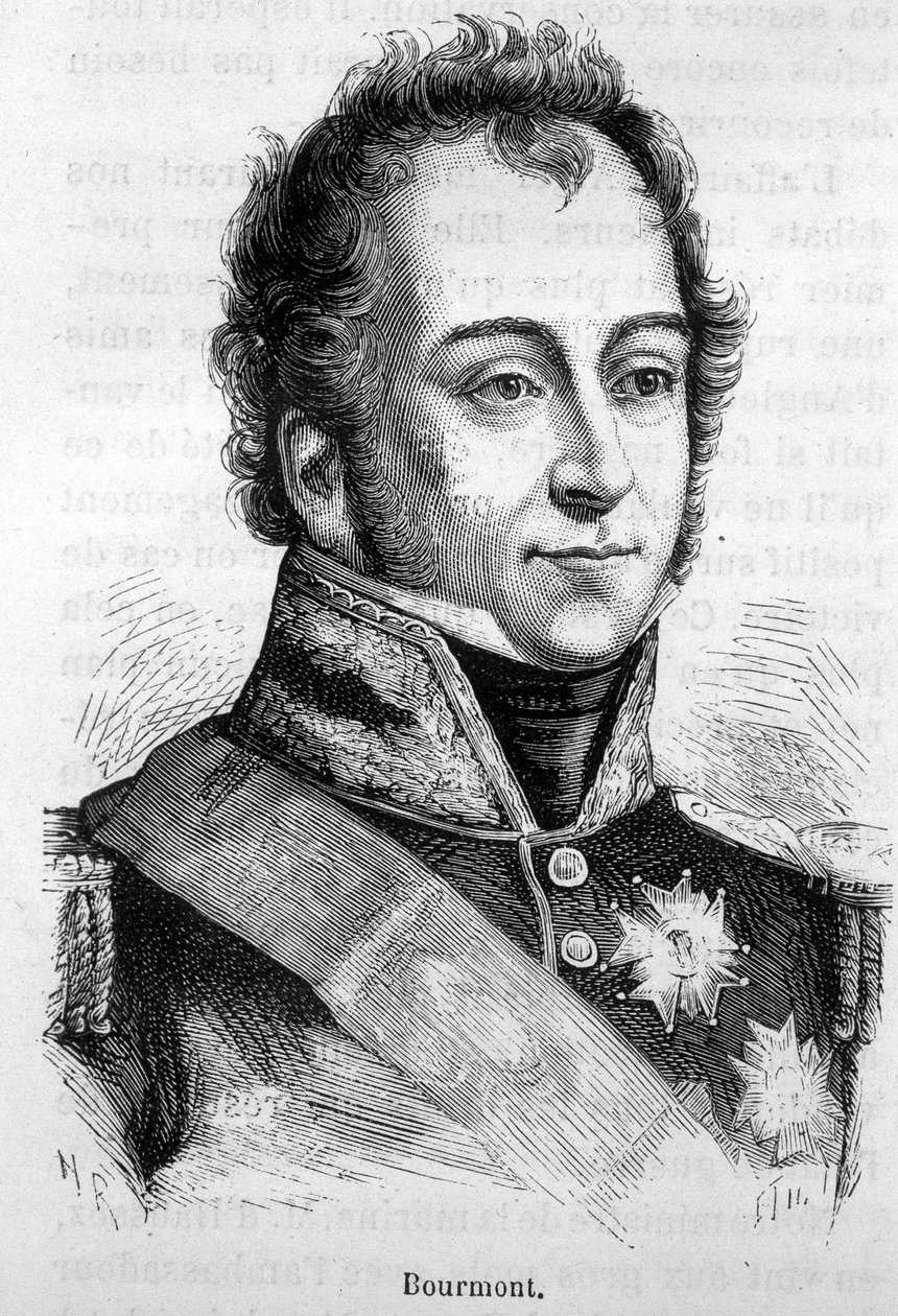 法国元帅盖斯纳伯爵布尔蒙（1773-1846）的画像--载于亨利-马丁的《法国历史》。 作者 法语学校