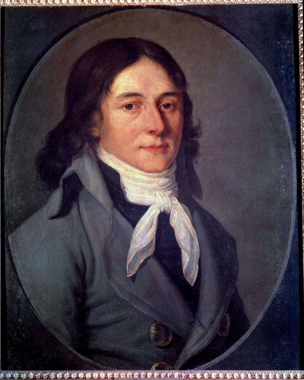 卡米尔·德穆兰 (Camille Desmoulins) (1760-1794) 的肖像，法国大革命时期的政治家 法国画派。 18世纪。 作者 法语学校
