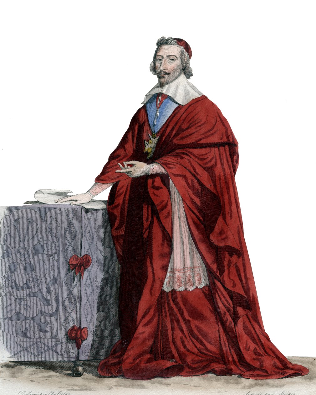 红衣主教黎塞留（Armand Jean du Plessis）（1585-1642），法国牧师，贵族和政治家的肖像。 作者 法语学校