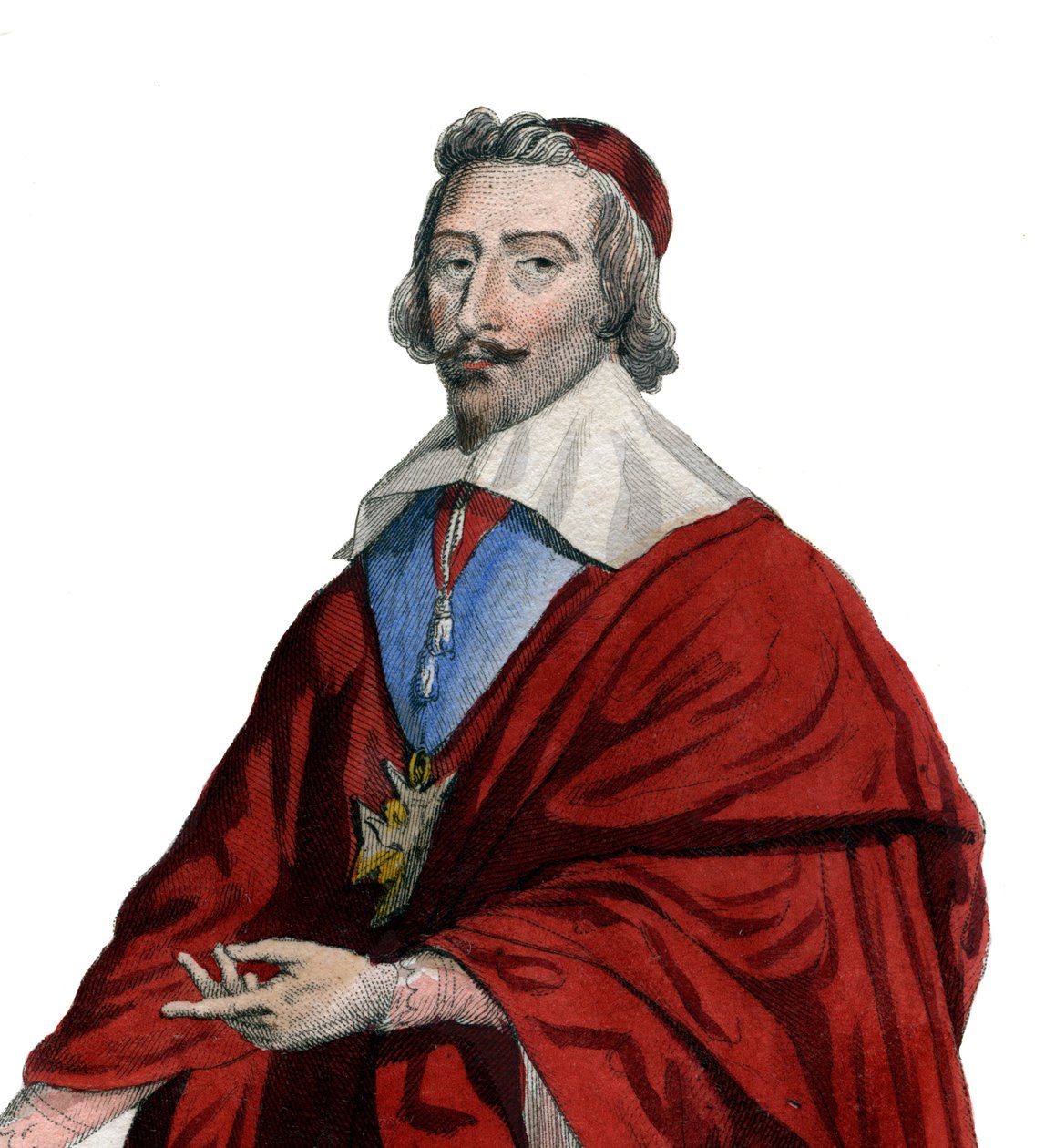 红衣主教黎塞留（Armand Jean du Plessis）（1585-1642），法国牧师，贵族和政治家的肖像。 作者 法语学校