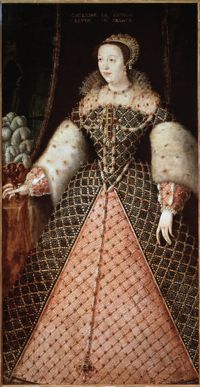 Catherine de Medicis 的肖像 - 绘画 作者 法语学校