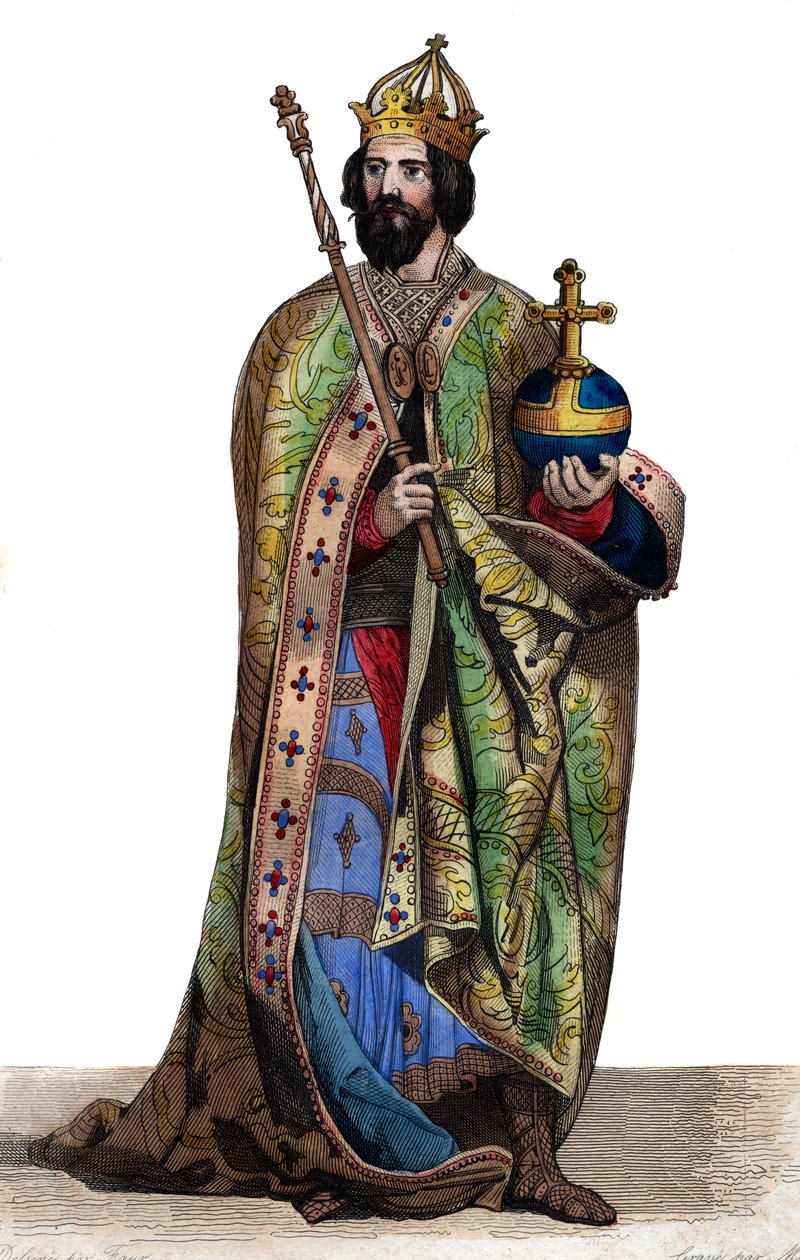 Charlemagne（742-814）的肖像，弗兰克斯之王。 作者 法语学校