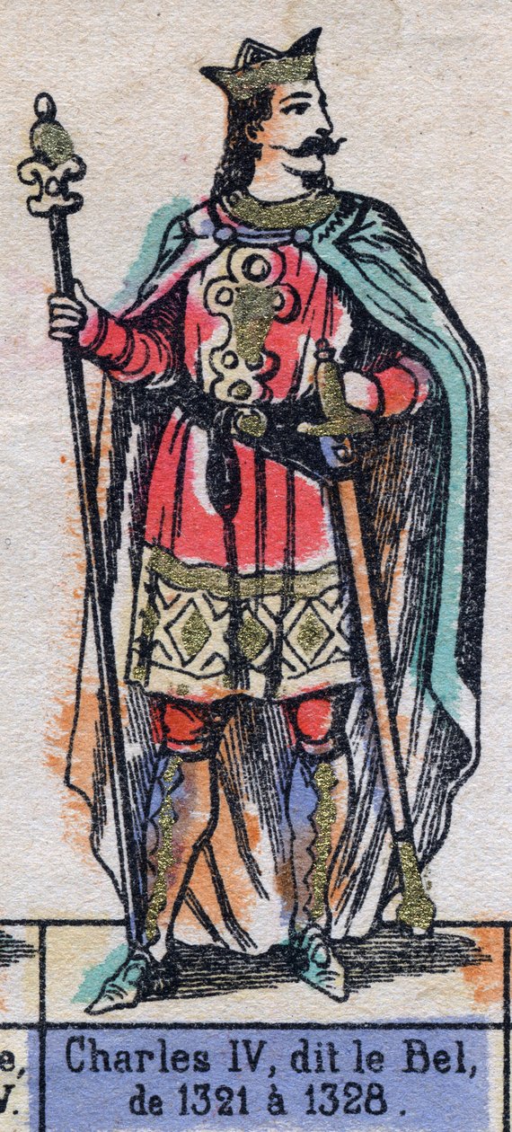 Portrait of Charles IV of France, known as Charles the Bel (1294-1328) (dynasty of the Capetians). Illustration late 19th century. 作者 法语学校