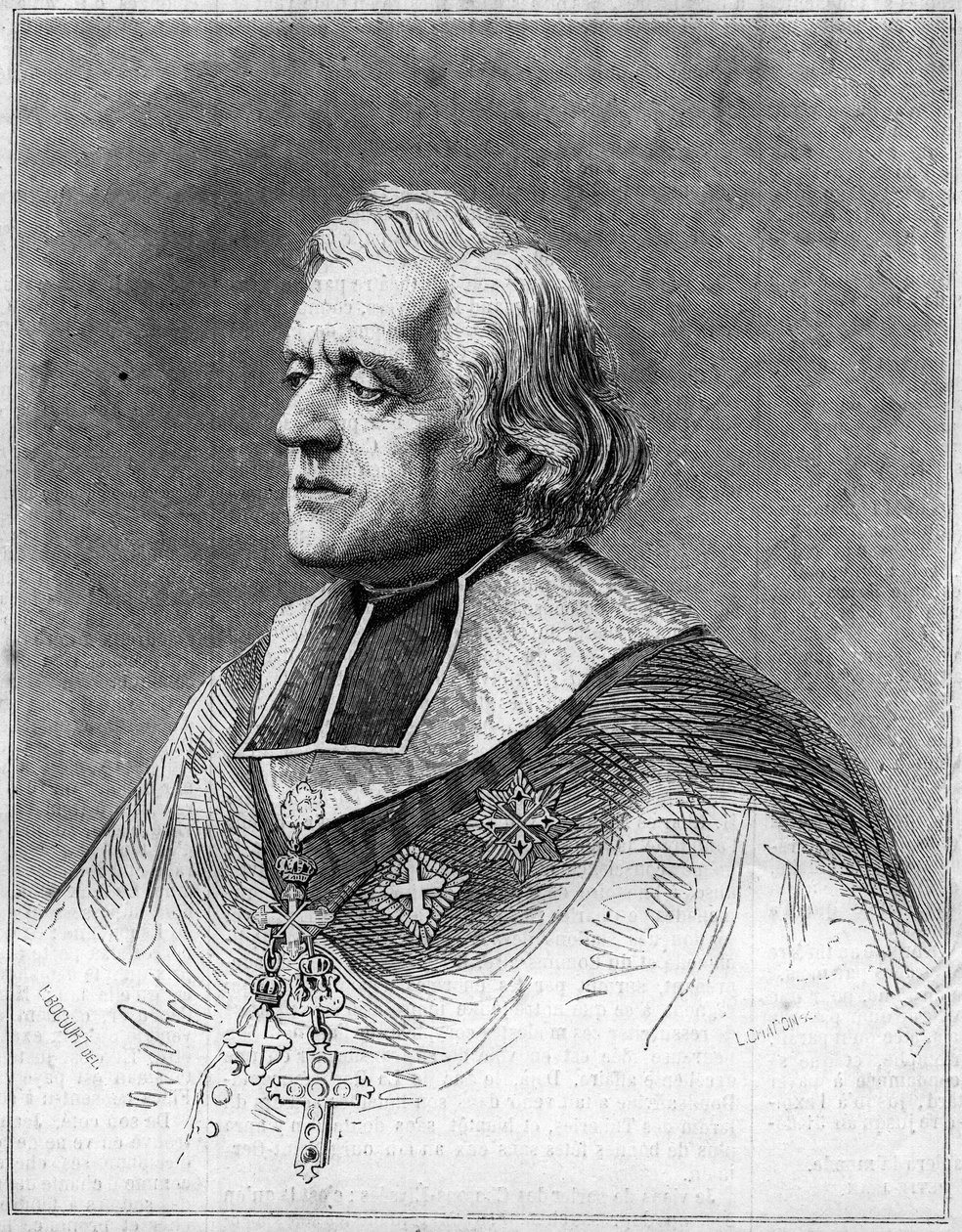 Portrait of Charles Joseph Eugene de Mazenod (1782-1861), eveque of Marseille. Portrait of Engraving in “” The Illustrous World”” n°216 of June 1 作者 法语学校