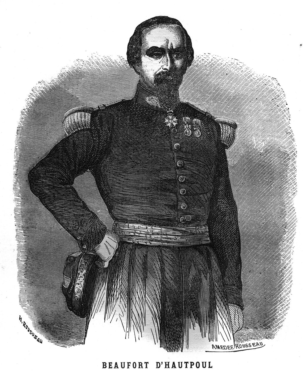 查尔斯-玛丽-拿破仑-德-博福特-豪特普尔（1804-1890）法国将军的肖像。在 "Les Illustrations De L