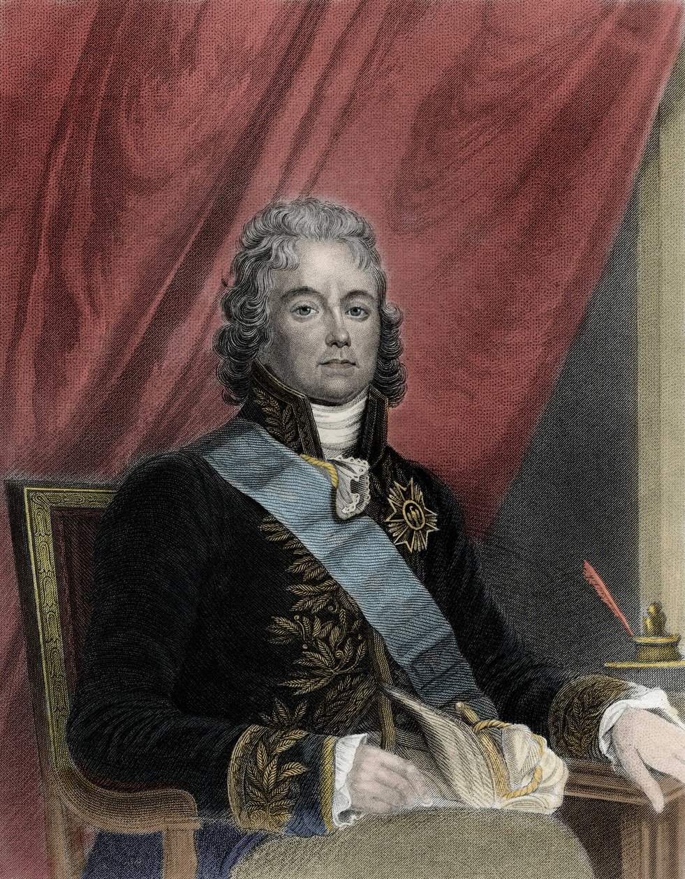 法国政治家查尔斯-莫里斯-德-塔列朗-佩里戈尔（1754-1838）的肖像。 作者 法语学校