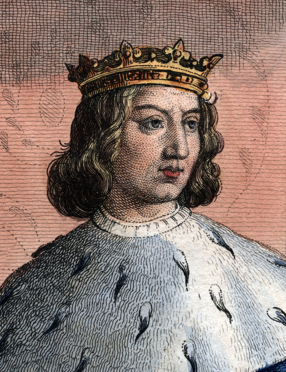 法国查理五世的肖像，名为Wise（1338-1380），法国国王。 作者 法语学校