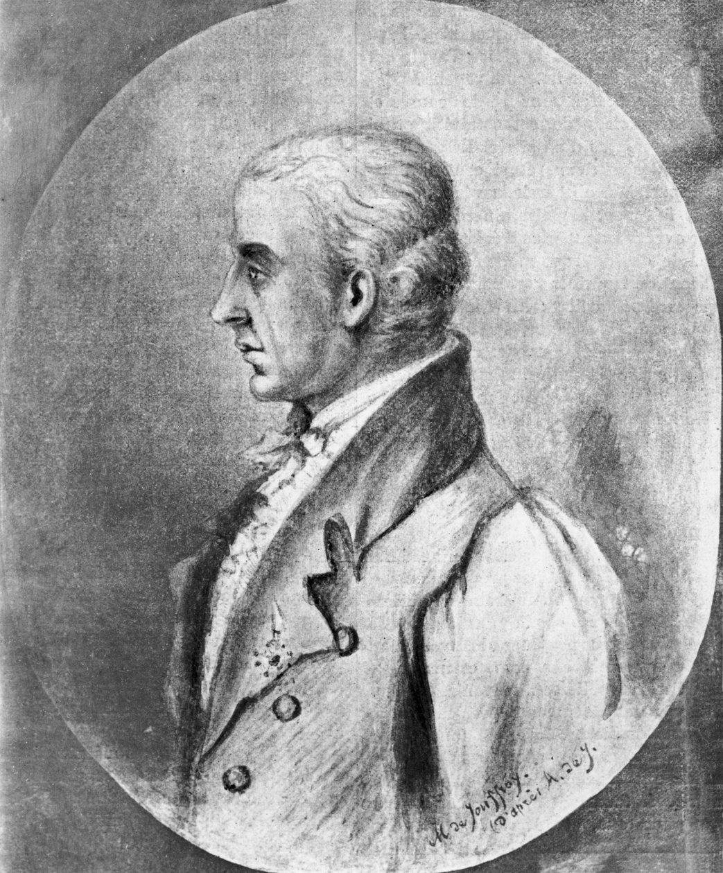 1776年后，Jouffroy dAbbans侯爵Claude-Francois-Dorothee的肖像 作者 法语学校