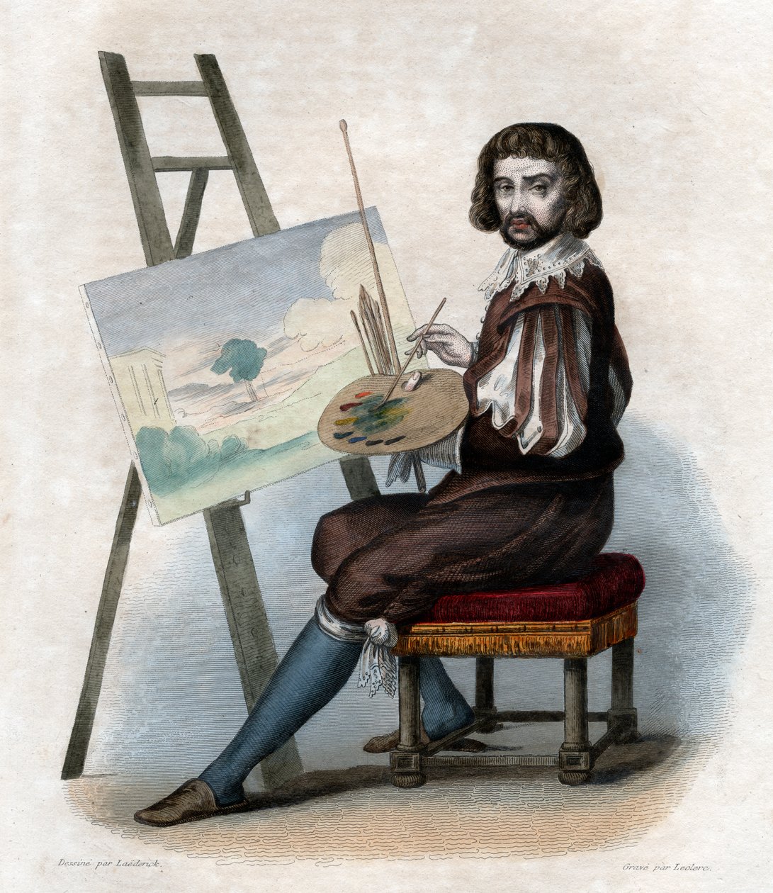 Claude Gellee的肖像叫法国画家Le Lorrain（1600-1682）。 作者 法语学校