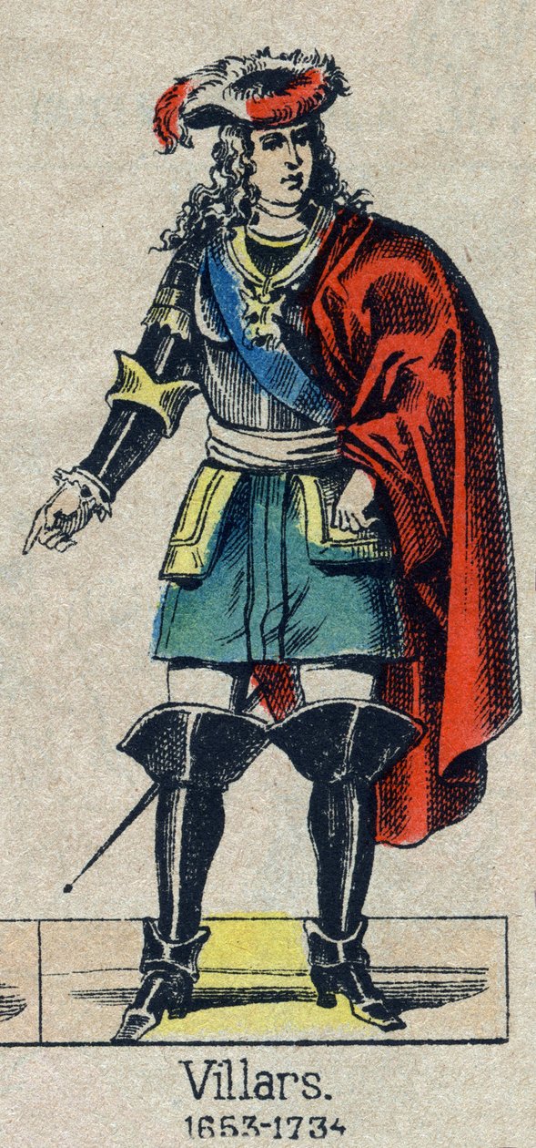 克劳德-路易斯-赫克托-德-维拉斯（1653-1734）的肖像，法国的马雷克。19世纪末的埃皮纳尔图像。 作者 法语学校