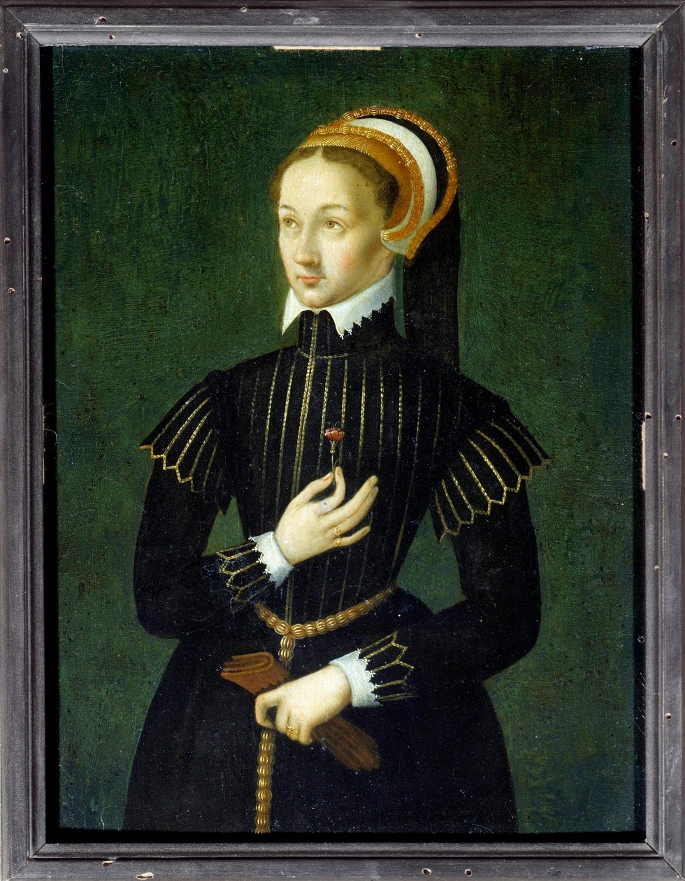 克劳德·德·法兰西 (1499-1524) 法国女王和弗朗索瓦一世的妻子的肖像 16 世纪的匿名画作。 Sun 0,28x0,21 m 尚蒂伊，孔德博物馆 作者 法语学校