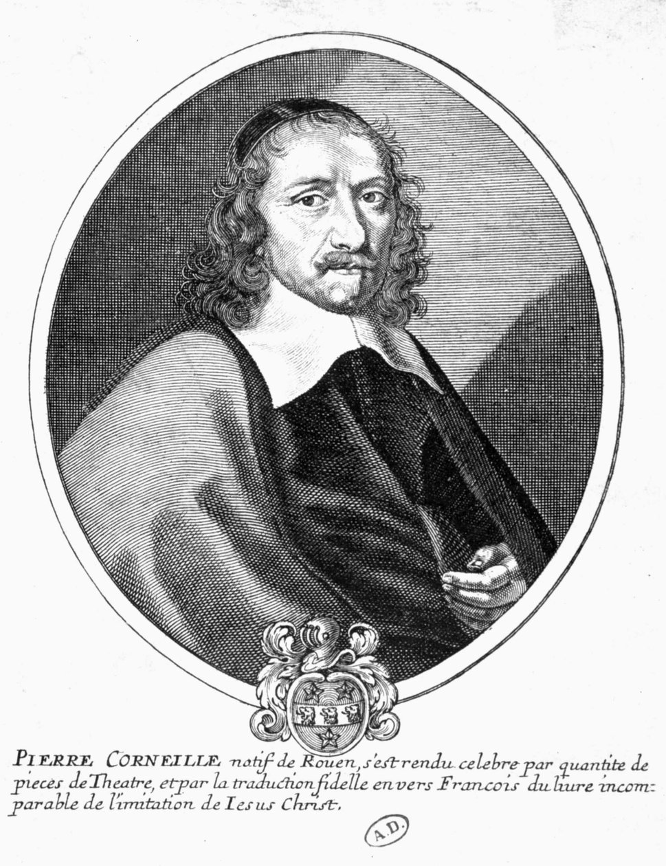 Portrait of Corneille. 19th century engraving. 作者 法语学校