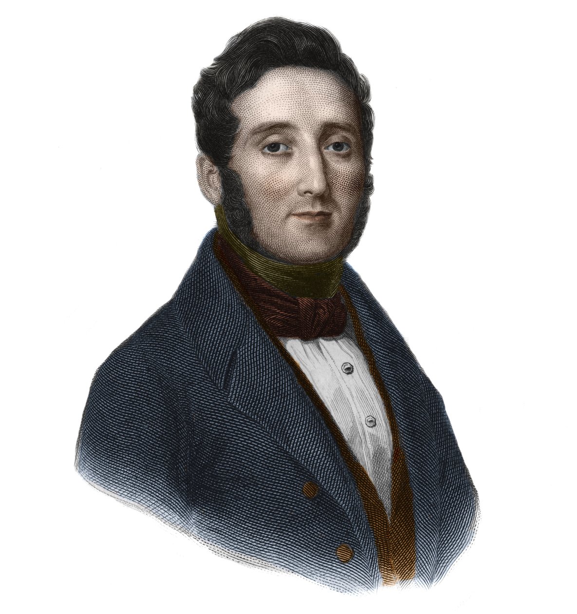 法国政治家和植物学家伊波利特-弗朗索瓦-尤贝尔伯爵（1798-1874）的肖像。载于路易-德-科梅宁-蒂莫的《演讲者之书》。1842.私人收藏。 作者 法语学校