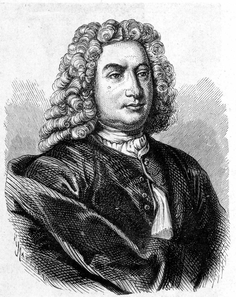 瑞士数学家和物理学家丹尼尔-伯努利（1700-1782）的肖像--载于《科学专辑；杰出的科学家；重大发现》1896年。 作者 法语学校