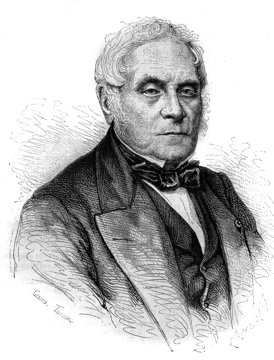 丹尼尔-弗朗索瓦-埃斯普里特-奥贝尔（Daniel-Francois-Esprit）（1782-1871）的肖像，法国作曲家。1867-1868年的雕版画。 作者 法语学校