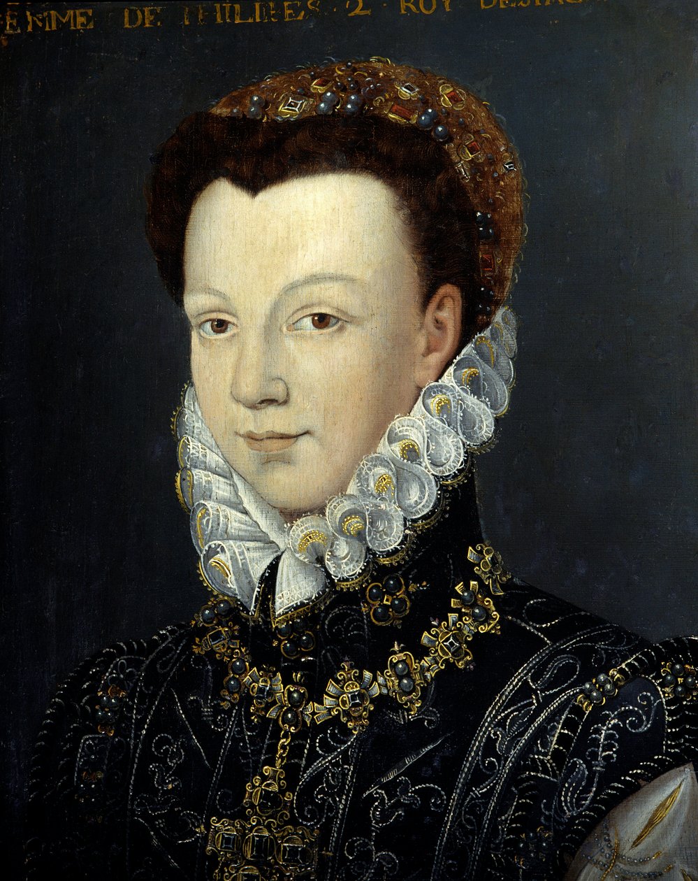 Elisabeth de Valois（或法国的伊丽莎白）的肖像 作者 法语学校
