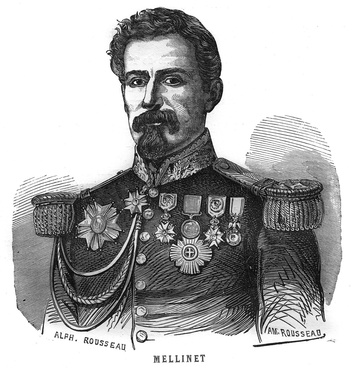 埃米尔-亨利-梅利内特（1798-1894）的肖像，法国将军。在 "Les Illustrations De L