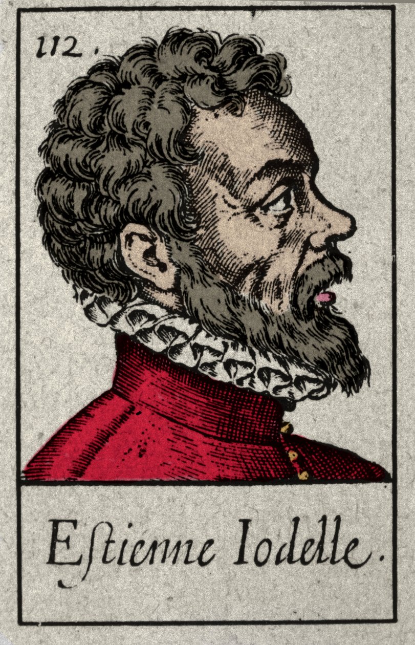 艾蒂安-约德尔（Etienne Jodelle，1532-1573）的肖像，法国诗人，普莱亚德运动成员。19世纪的雕版画。 作者 法语学校