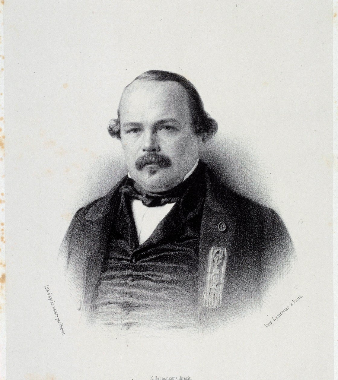 弗朗索瓦-奥古斯特-佩里农(1812-1861)的肖像，马提尼克岛的代理人 19世纪沙特尔的雕版画，艺术博物馆 作者 法语学校