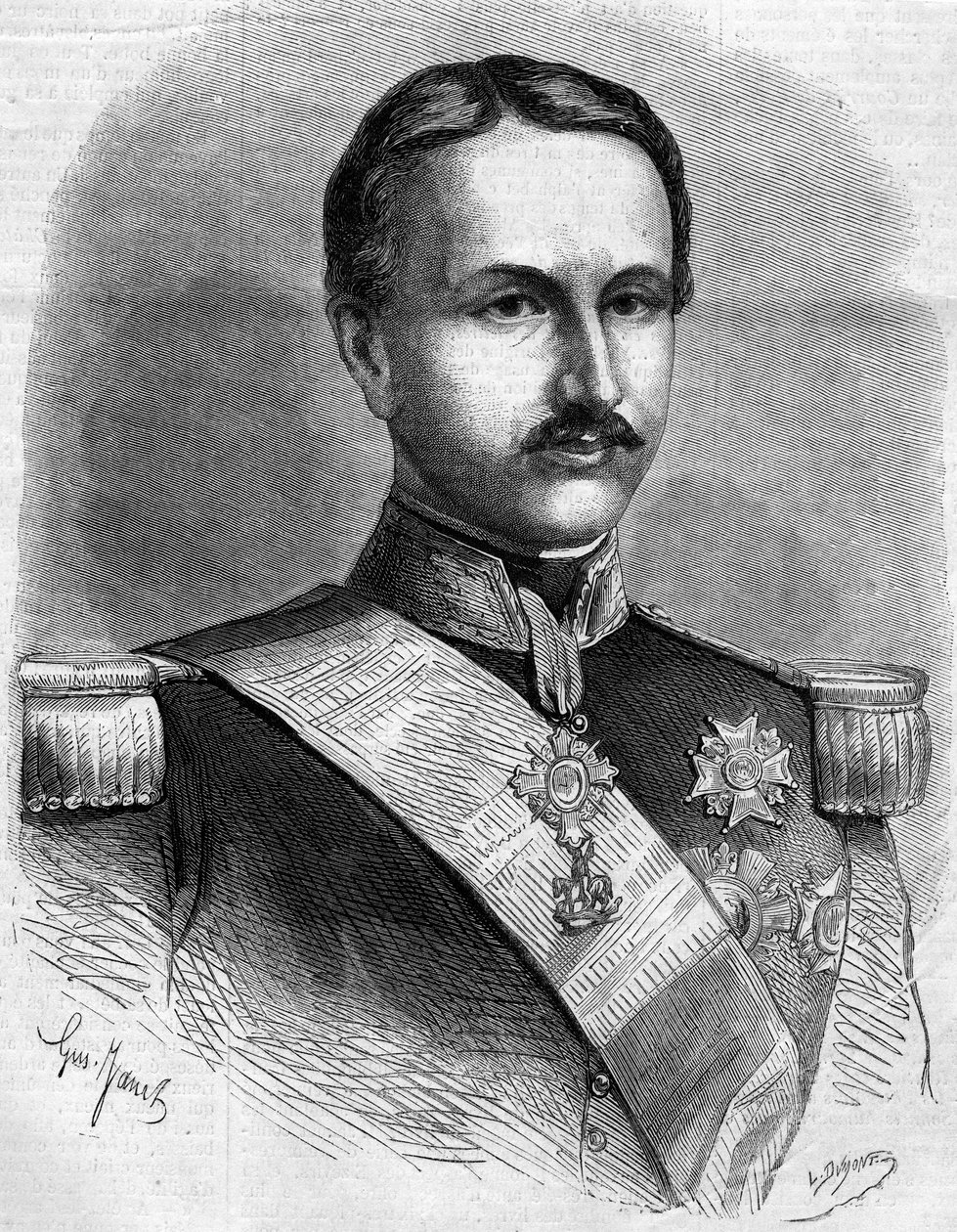 那不勒斯国王弗朗索瓦二世（1836-1894）的画像。1860年7月28日《世界画报》第172期上的版画。 作者 法语学校