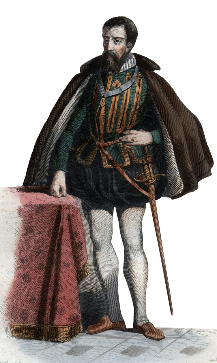 Francois I de Lorraine（1519-1563），Guise公爵，Aumale公爵，法国士兵和政治家的肖像。 作者 法语学校