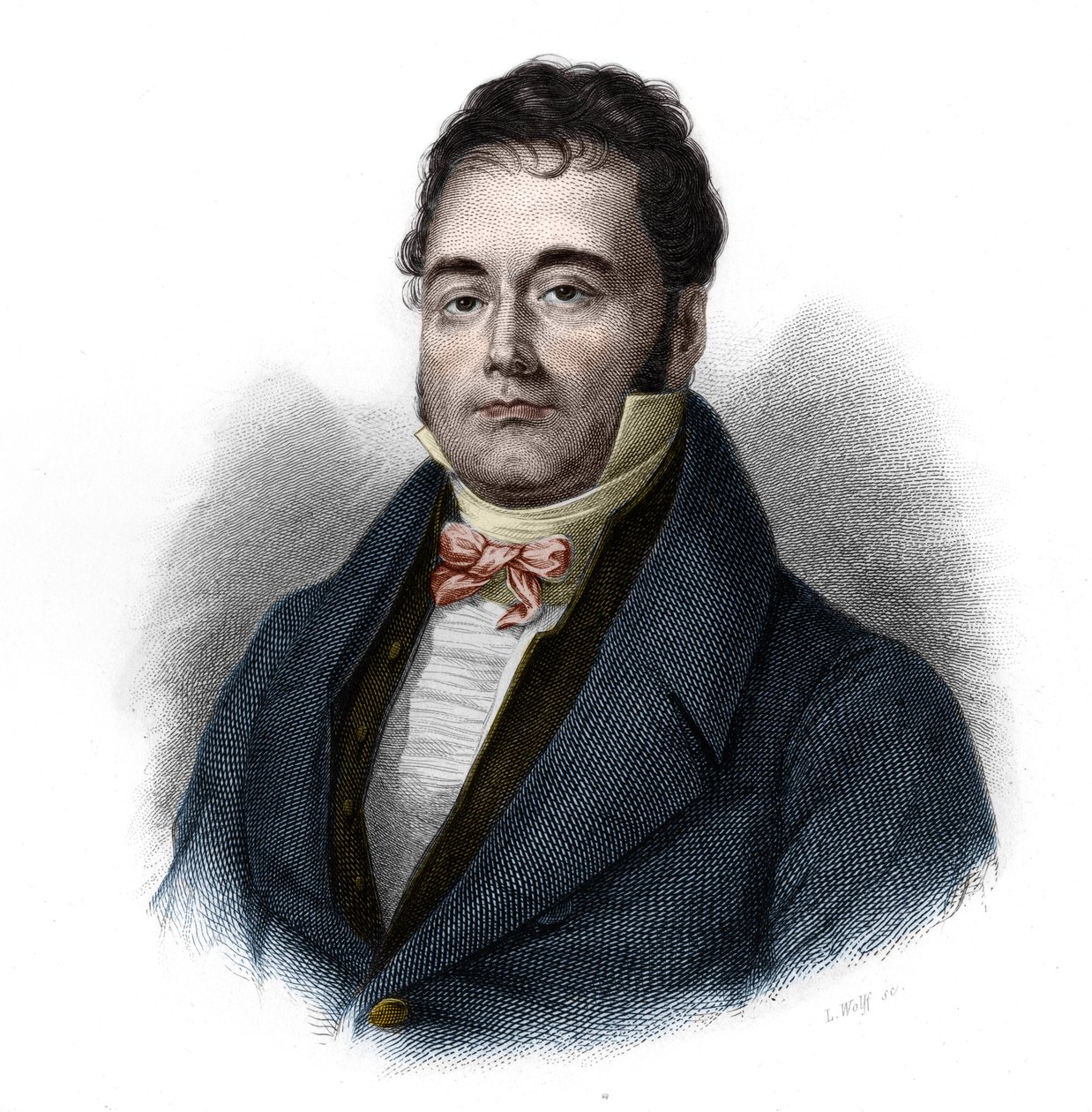 法国政治家Francois Mauguin (1785-1854)的肖像。载于Louis de Cormenin Timon的《LIBRE DES SPEAKERS》。1842.私人收藏。 作者 法语学校