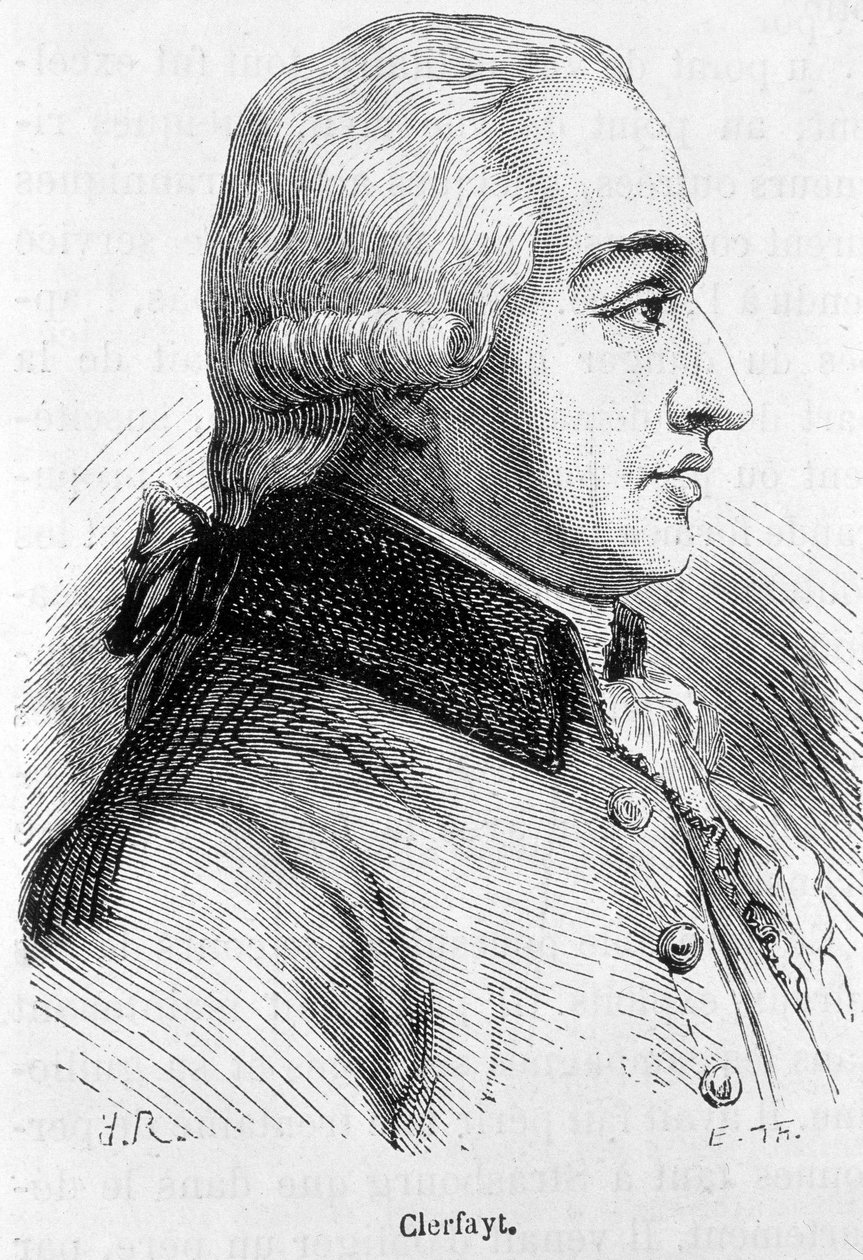 Francois de Croix Comte de Clerfayt (或Clairfayt)的肖像，奥地利田园长官（1733-1798）--载于亨利-马丁的《法国历史》。 作者 法语学校