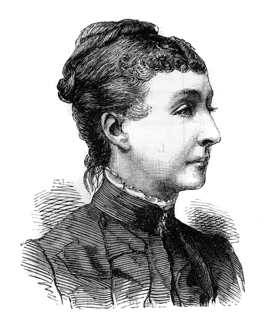 沙特尔公爵夫人弗朗索瓦兹-玛丽-阿梅里-奥尔良（1844-1925）的肖像。雕刻在《世界画报》上，1886年6月26日。 作者 法语学校
