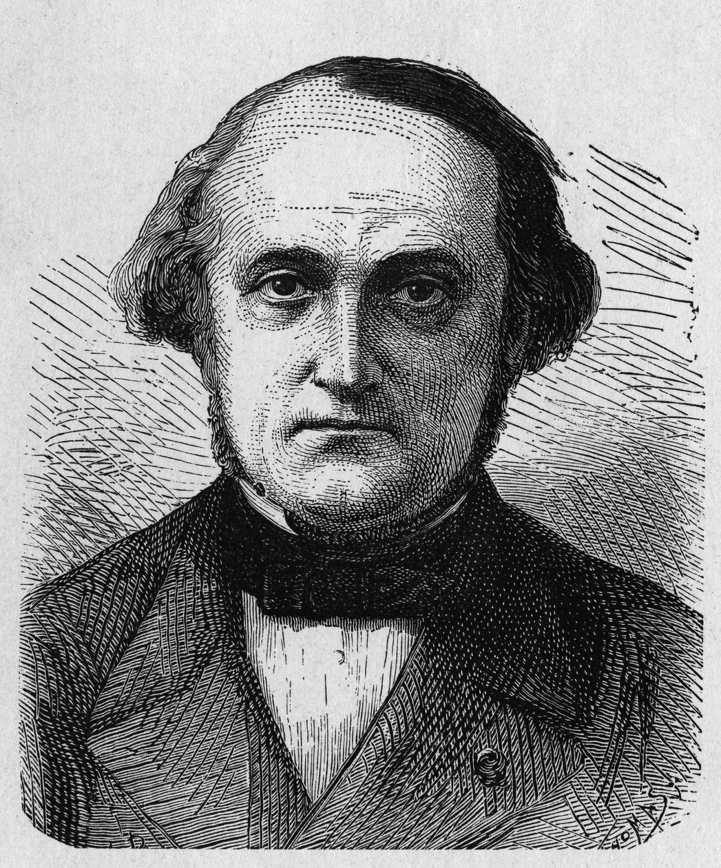 François-Clément Sauvage (1812 - 1872)的肖像，法国工程师和管理人员--载于《科学专辑；杰出的科学家；伟大的发现》1896。 作者 法语学校