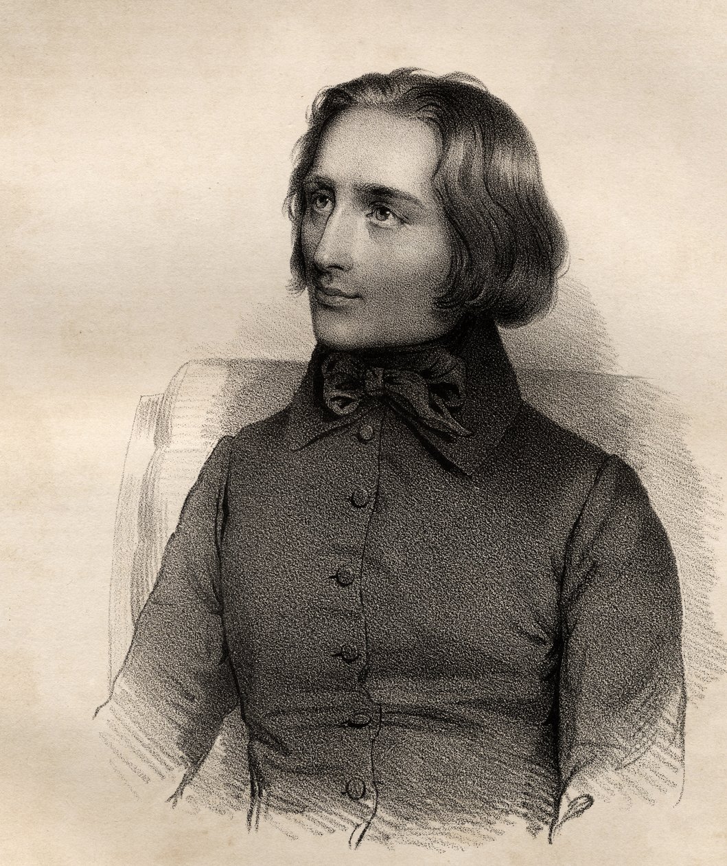 Franz Liszt（1811-86）匈牙利钢琴演奏家和作曲家的肖像 作者 法语学校