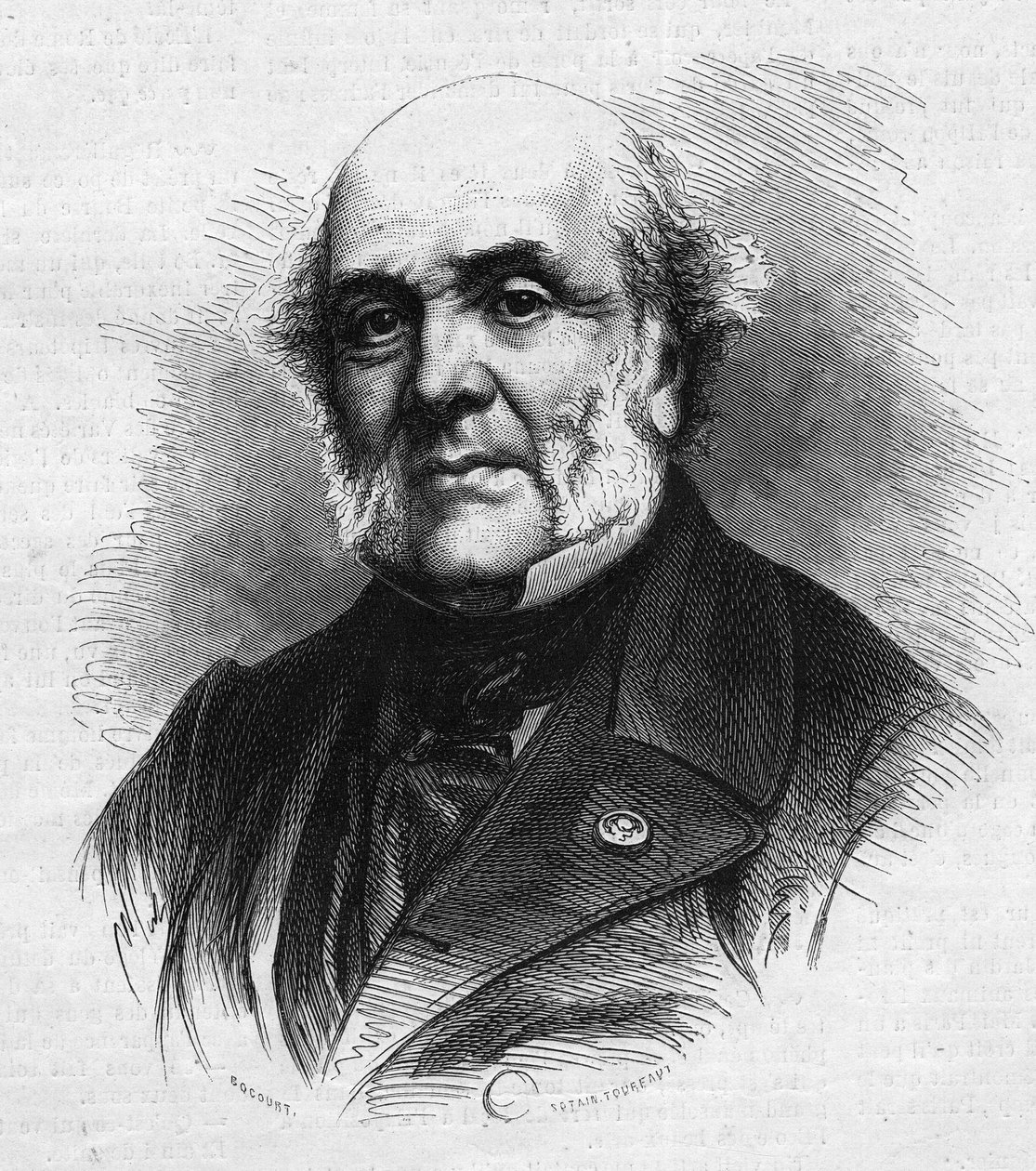 弗雷德里克-奥古斯特-德梅兹（1796-1873）的肖像，法国律师，梅特雷农业殖民地和感化院的创始人，旨在改造年轻的犯罪者。11月15日《世界画报》第866期上的版画。 作者 法语学校