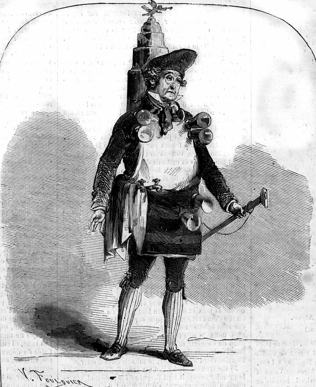 弗雷德里克-勒梅特（1800-1876）的肖像，法国喜剧演员，在阿道夫-德-埃纳里（Dennery）（1811-1899）和费迪南-杜格（Ferdinand Dugue）的 "Le Marchand de coco "中的形象。巴黎，安比古剧院 作者 法语学校