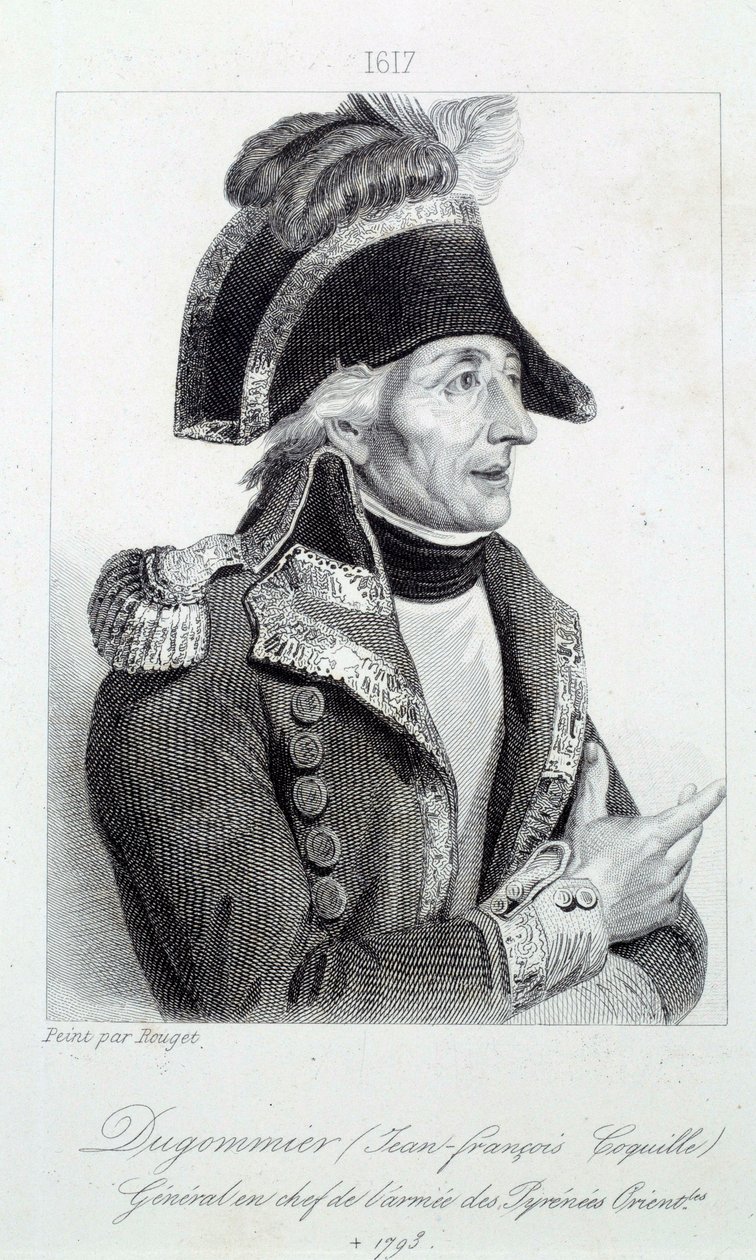Dugommier 将军 (1738-1794) 的肖像 1790 年马提尼克国民警卫队指挥官 19 世纪 Chartres musee des Beaux Arts 版画 作者 法语学校
