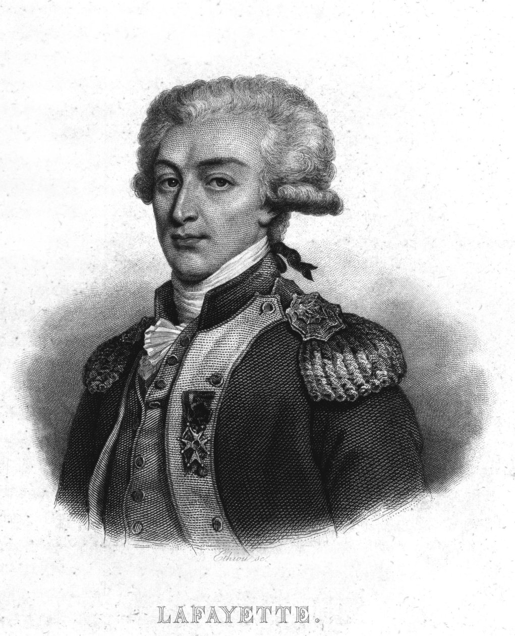 拉法耶特（Lafayette）将军（1757 - 1834）的肖像--载于梯也尔的《法国革命》。19世纪 作者 法语学校