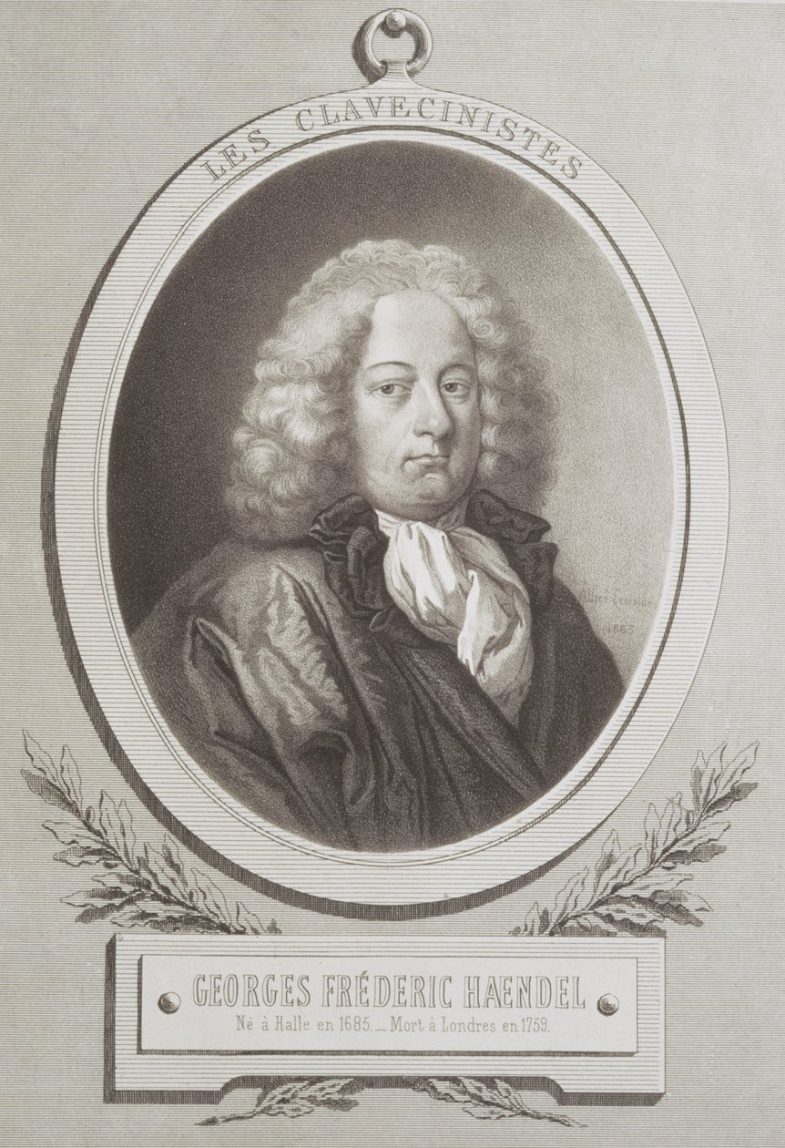 乔治·弗雷德里克·汉德尔（1685-1759）的肖像是乐谱的正面 作者 法语学校