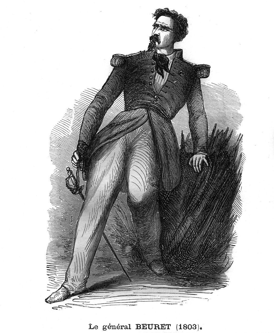 Georges Beuret的肖像，法国准将（1803-1859），荣誉军团的军官。雕刻在 "Les Illustrations De L
