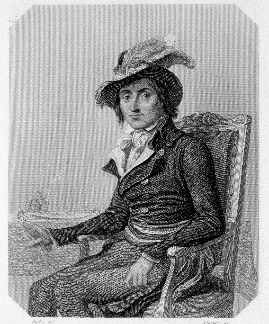 Georges Couthon (1755-1794) 的肖像，法国政治家。 在拉马丁的“吉伦特派的历史”中 作者 法语学校