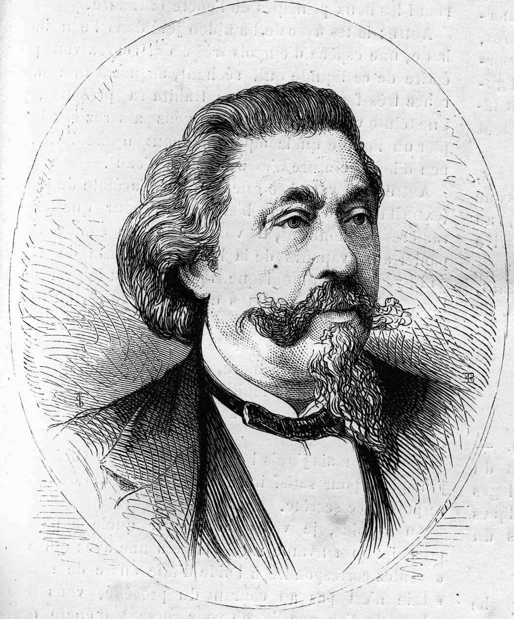 乔治-海因尔（1807-1873）的肖像，法国指挥家和大提琴家。1873年6月13日《世界画报》第844期的版画。 作者 法语学校