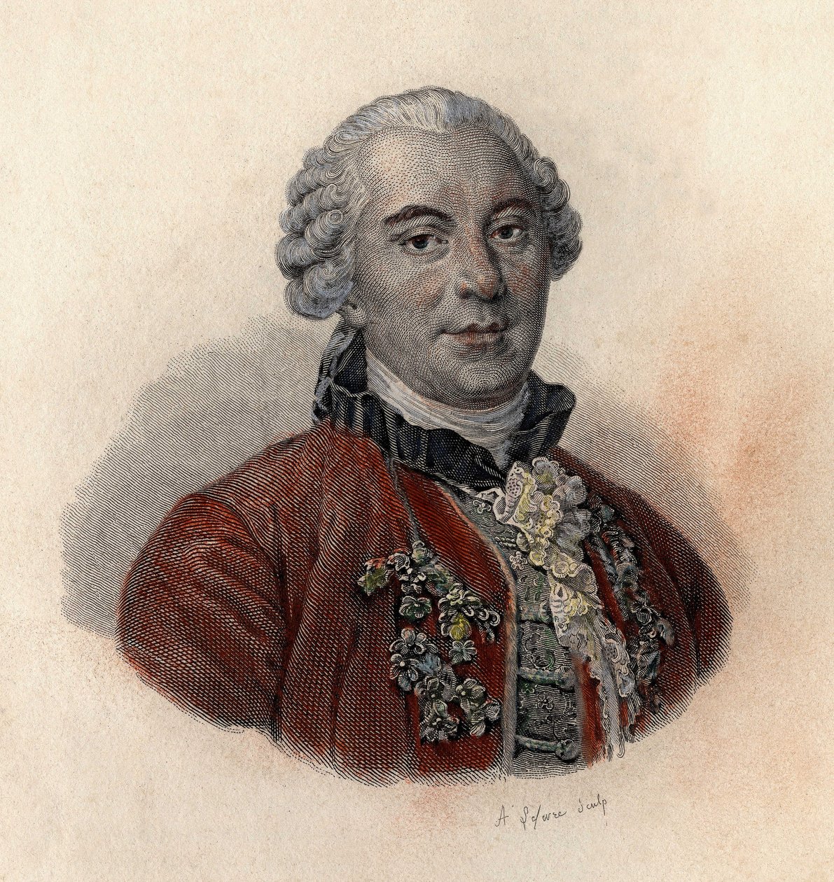 乔治·路易斯·勒克莱尔 (Georges Louis Leclerc) 的肖像，布冯伯爵 (1707-1788)，法国博物学家和作家。 在“有用的人的肖像”中 作者 法语学校
