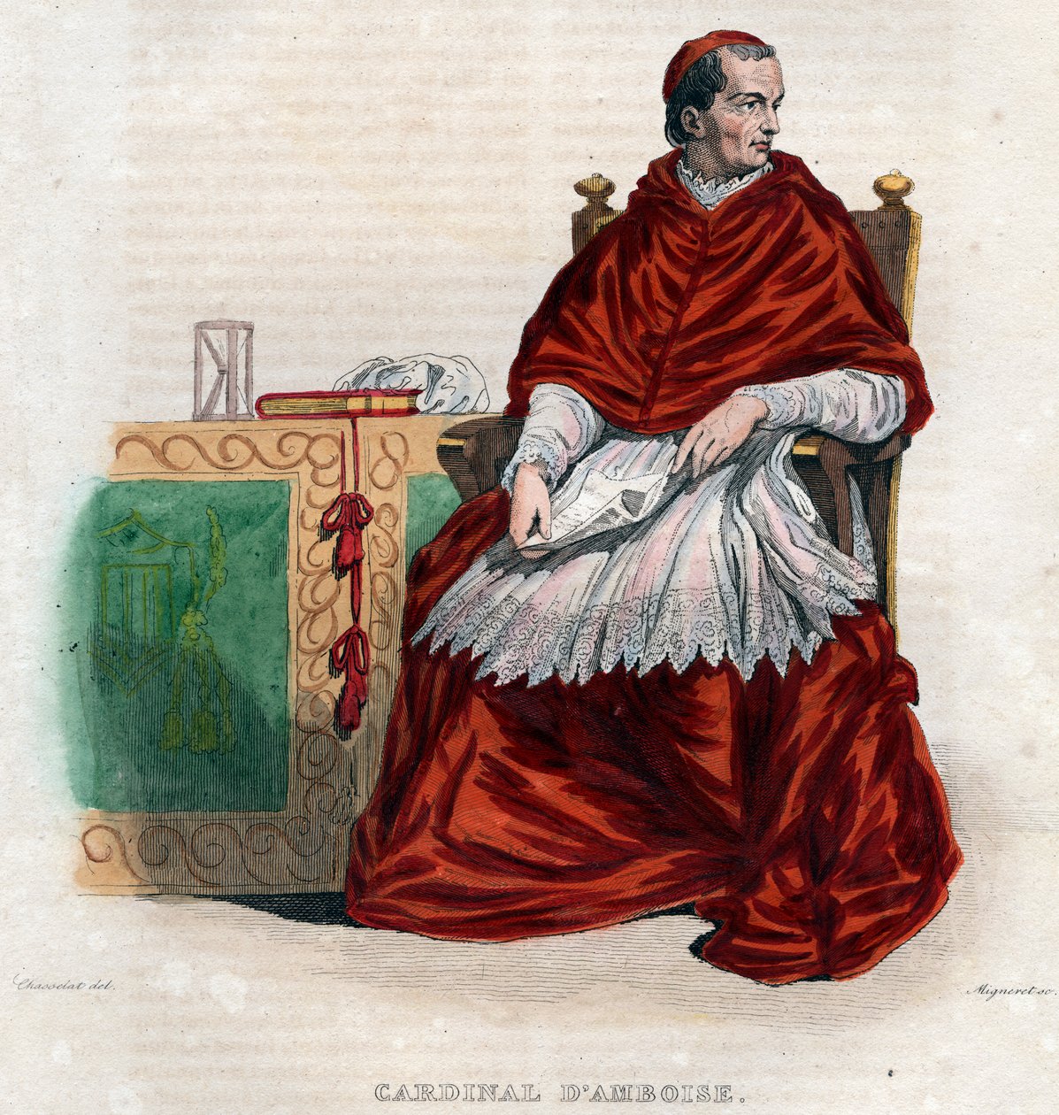 Georges dAmboise（1460-1510）的肖像，法国红衣主教和国务部长。 作者 法语学校