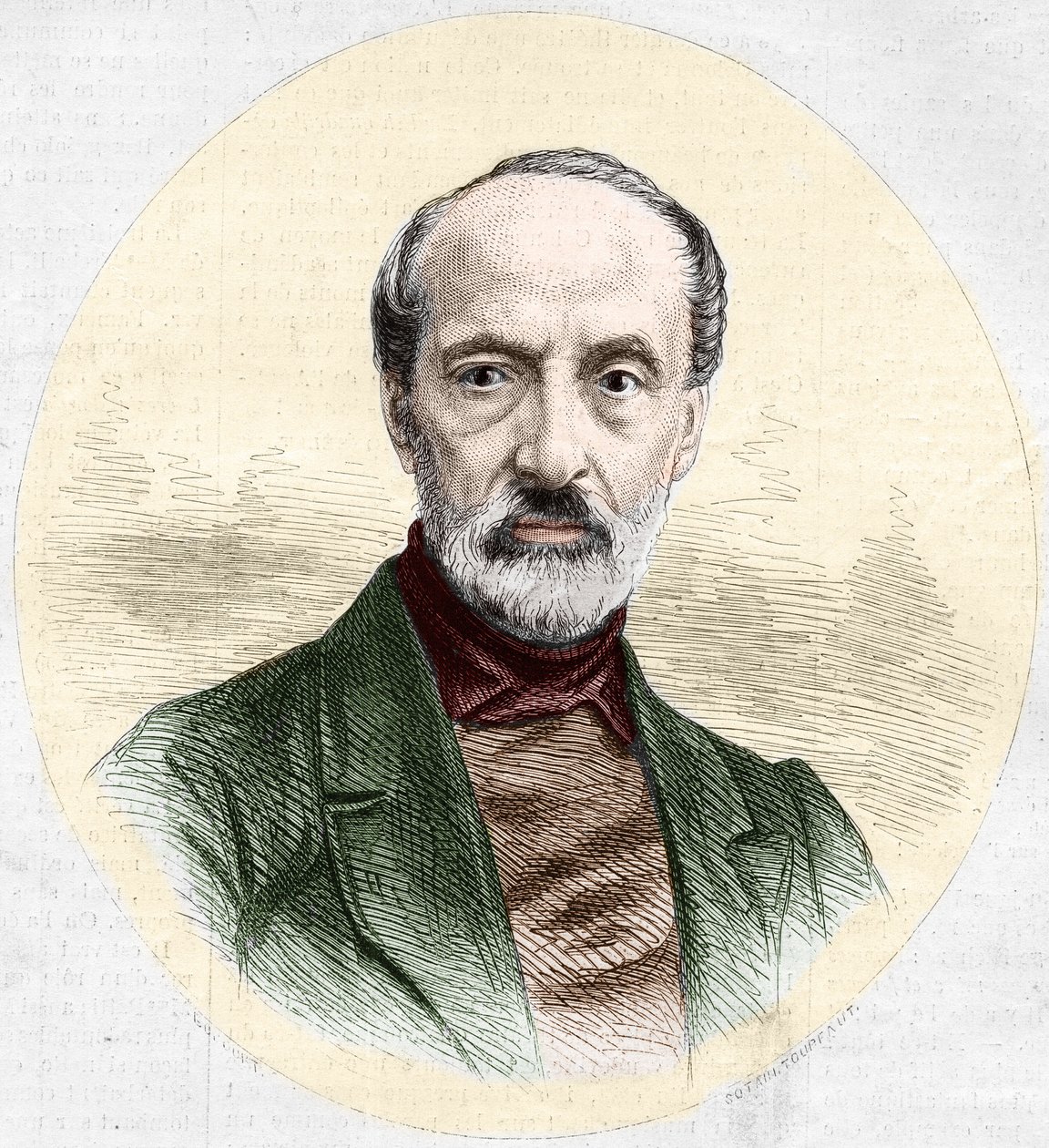 朱塞佩-马志尼（1805-1872）的画像，意大利政治家和民族主义者。1872年3月16日《世界画报》第779期上的版画。 作者 法语学校
