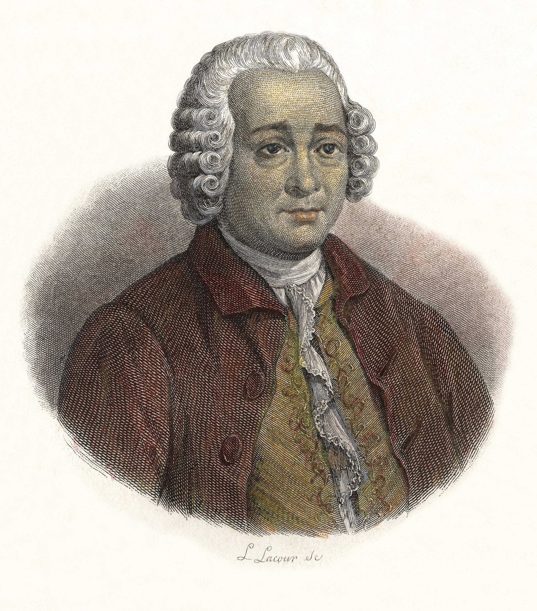 法国地方法官 Lamoignon de Malesherbes (1721-1794) 的纪尧姆·克雷蒂安 (Guillaume-Chretien) 的肖像。 在“”有用的人肖像“” 作者 法语学校