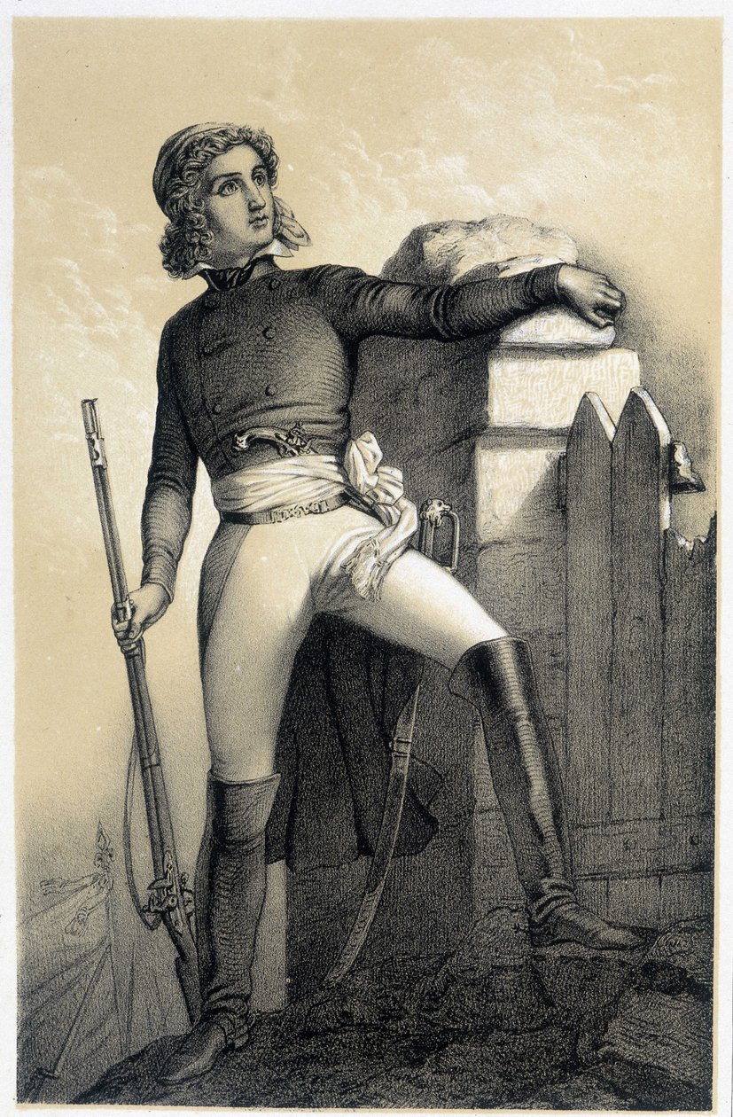 Henri du Vergier 的肖像，La Rochejaquelein 伯爵（或 Verger de La Rochejacquelein）（1772-1794） - 阿尔伯特·莫林的“法国革命历史画廊” 作者 法语学校