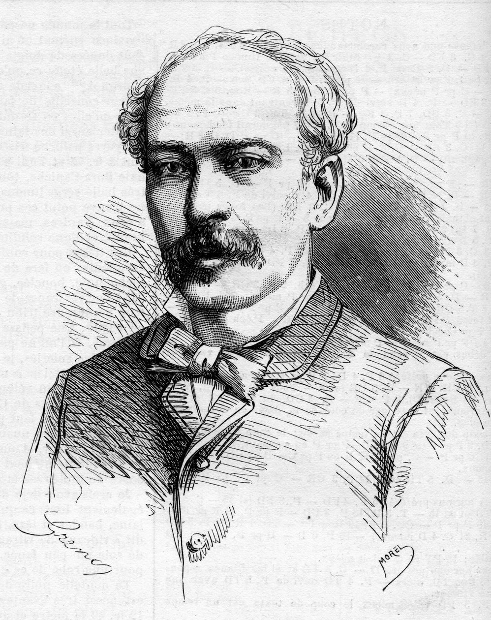 Hermenegildo Capelo（1841-1917）的肖像，葡萄牙探险家。 雕刻在“光辉的世界” 作者 法语学校