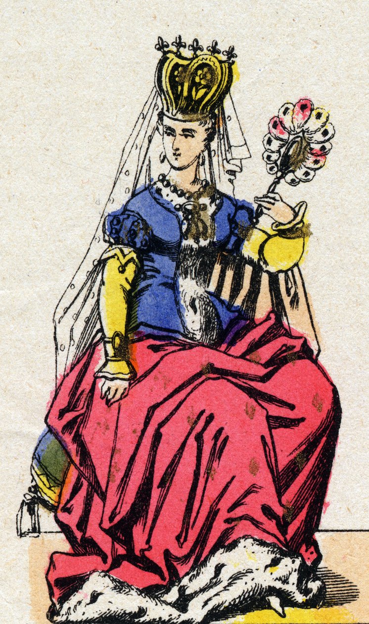法国查理六世的妻子伊莎贝尔（Isabelle，Elisabeth）-德-巴维埃（1371-1435）的画像。(卡佩王朝)。 作者 法语学校