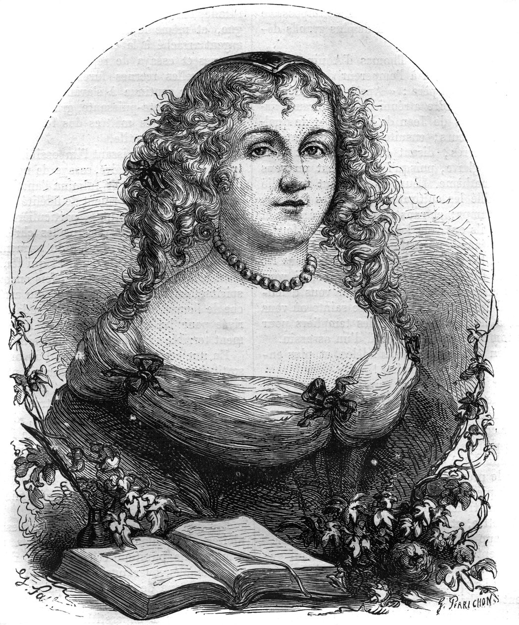 耶路撒冷的伊莎贝尔二世（Yolande de Brienne）的肖像，耶路撒冷女王（1212-1228）和神圣帝国的弗雷德里克二世的妻子。莫里斯-拉夏尔的《教皇史》（......）中的雕版，历代王后国王和皇帝的罪行 作者 法语学校