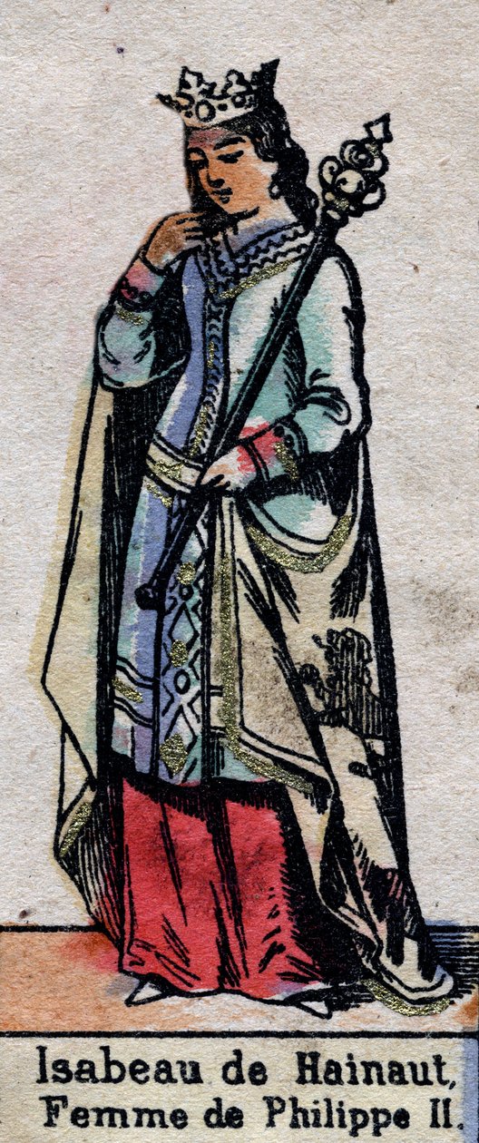 伊莎贝尔-德-海诺特（1170-1190）的肖像，法国腓力二世（卡佩特王朝）的妻子。19世纪末的插图。 作者 法语学校