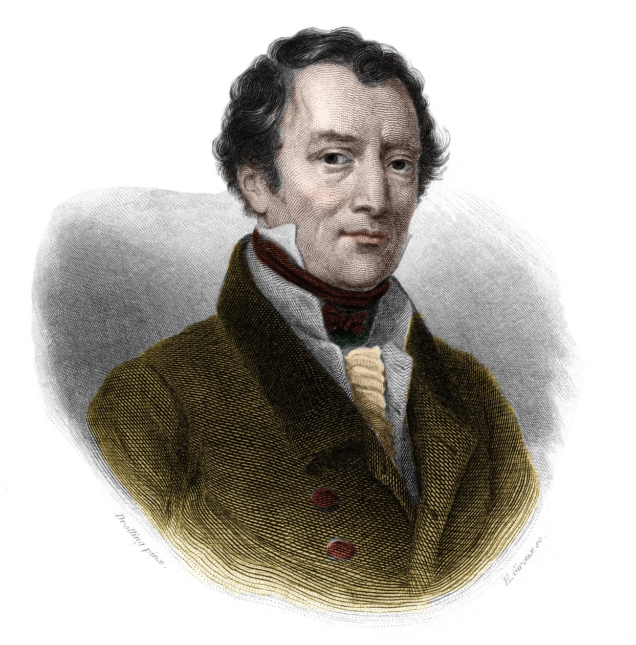 雅克-安托万（Jacques Antoine）-曼努埃尔（1775-1827）的肖像，法国律师和政治家。载于路易-德-科梅宁-蒂莫的《演讲者之书》。1842.私人收藏。 作者 法语学校